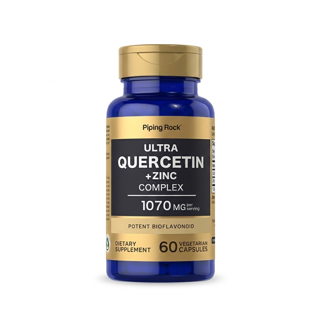 كوارستين 500 ملجم مع زنك 50 ملجم 60 كبسولة PipingRock Ultra Quercetin plus Zinc Complex Non-GMO (Best Before 01-07-2027)