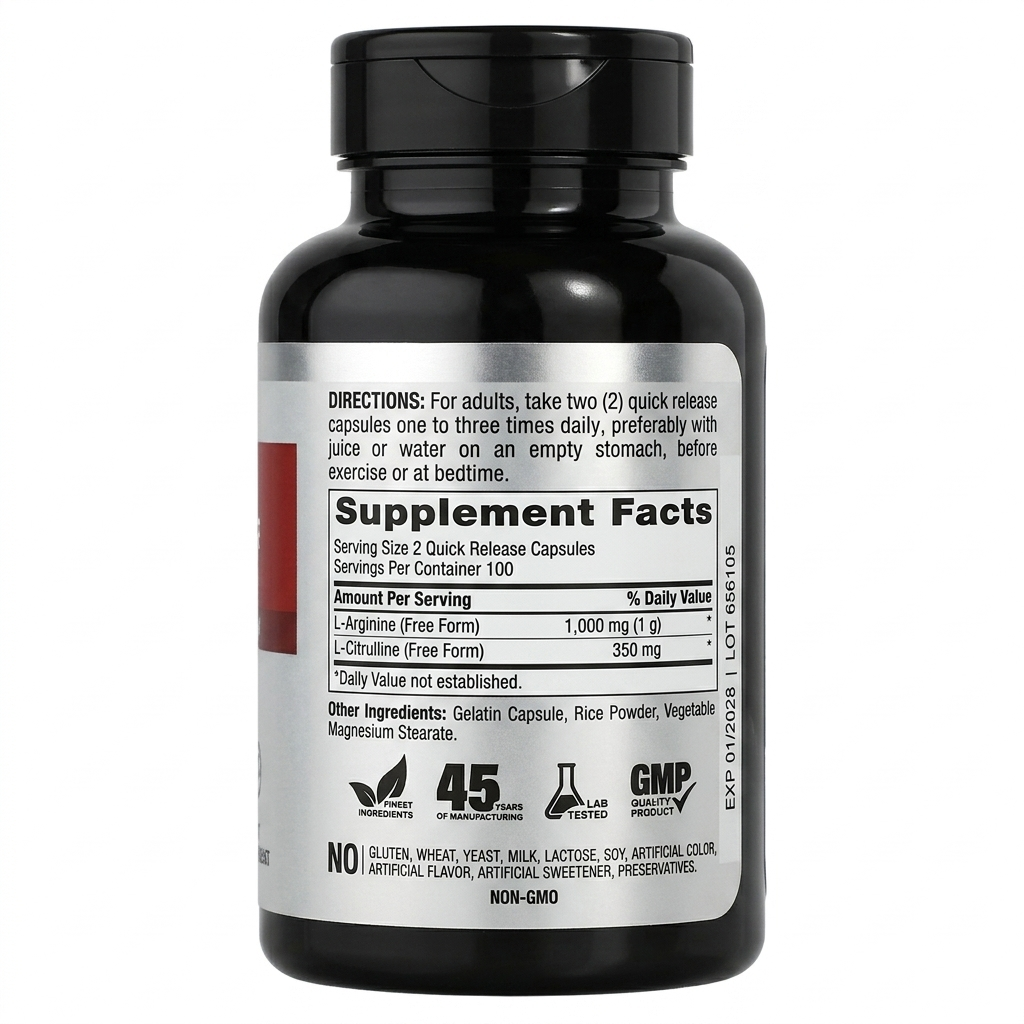 معزز أوكسيد النتريك الطبيعي ل أرجينين 500 ملجم + ل سيترولين 175 ملغم 200 كبسولة PipingRock Nitric Oxide Booster L-Arginine & L-Citrulline (Best Before 01-01-2029)