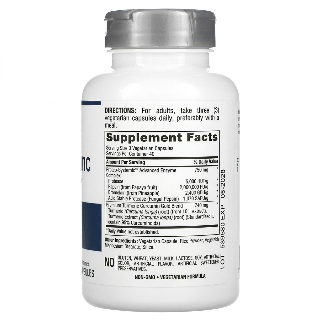 إنزيمات هاضمة مع كركم وكركمين 120 كبسولة PipingRock Proteolytic Digestive Enzymes (Best Before 01-05-2028)