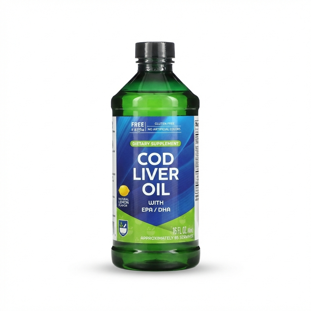 زيت كبد الحوت سائل غني بأحماض أوميغا 3 الدهنية مع فيتامينات أ و د بنكهة الليمون 473 مل Rite Aid Cod Liver Oil (Natural Lemon Flavor) With Vitamin A & D Rich in Omega 3 Fatty Acids EPA 320 & DHA 410 non-gmo (Best Before 01-08-2026)