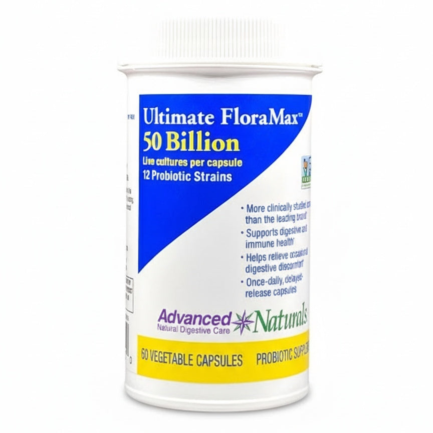 بروبيوتك (بكتيريا نافعة) 50 مليار 12 سلالة 60 كبسولة Ultimate Floramax Advanced Care Probiotic (Best Before 01-04-2026)