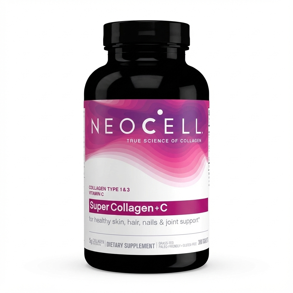 كولاجين بقري بيبتايد هيدرولايزد النوع الاول والثالث 1000 ملغم + فيتامين سي 360 قرص NeoCell, Grassfed Collagen Peptides type 1 & 3 + Vitamin C (Best Before 01-10-2026)