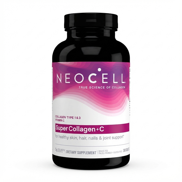 كولاجين بقري بيبتايد هيدرولايزد النوع الاول والثالث 1000 ملغم + فيتامين سي 360 قرص NeoCell, Grassfed Collagen Peptides type 1 & 3 + Vitamin C (Best Before 01-10-2026)