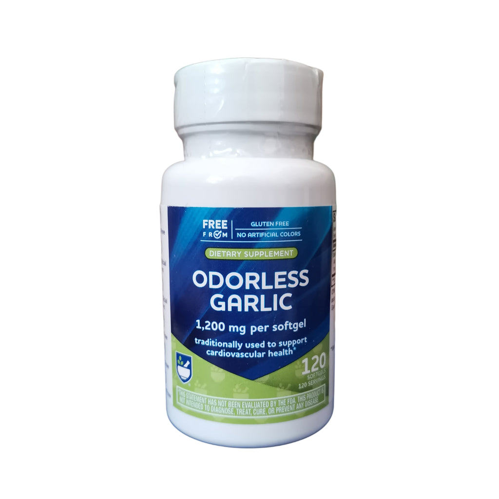 خلاصة ثوم مركَّز خالٍ من الرائحة يعادل 1200 ملغم 120 حبة Odorless Garlic (Best Before 01-12-2026)