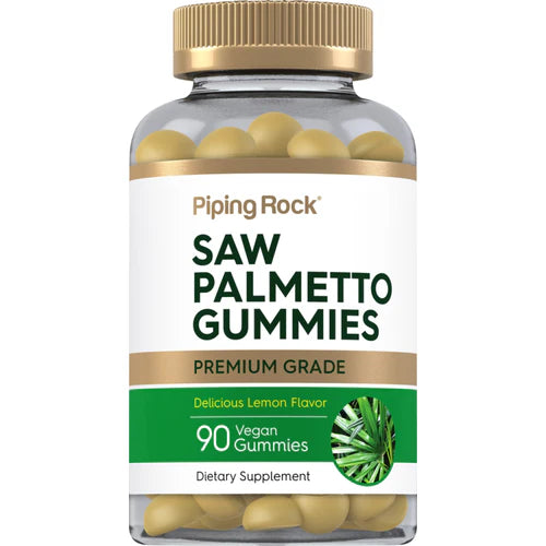 خلاصة بلميط منشاري سو بالميتو يعادل 240 ملغم 90 حبة سوس PipingRock Saw Palmetto Gummies (Natural Lemon) (Non-GMO) (Best Before 01-04-2025)