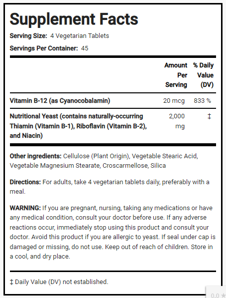 الخميرة الغذائية 500 ملغم 180 قرص PipingRock Nutritional Yeast (Non-GMO) (Best Before 01-10-2026) الخميرة الغذائية 500 ملغم 180 قرص PipingRock Nutritional Yeast (Non-GMO) (Best Before 01-10-2026)