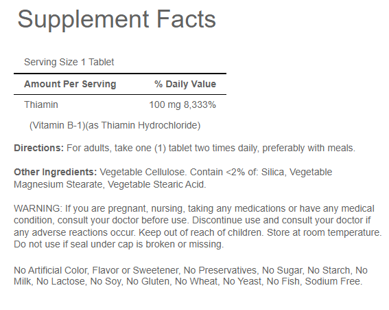 فيتامين ب1 (ثيامين) 100 ملغم 100 قرص Puritan's Pride Vitamin B1 (Thiamine) (Best Before 01-04-2026) فيتامين ب1 (ثيامين) 100 ملغم 100 قرص Puritan's Pride Vitamin B1 (Thiamine) (Best Before 01-04-2026)