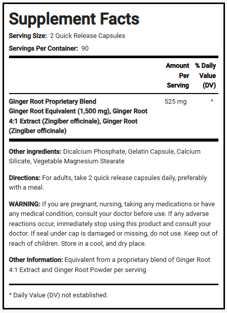 مستخلص زنجبيل يعادل 750 ملجم 180 كبسولة PipingRock Ginger Root Extract Non-GMO (Best Before 01-04-2027) مستخلص زنجبيل يعادل 750 ملجم 180 كبسولة PipingRock Ginger Root Extract Non-GMO (Best Before 01-04-2027)