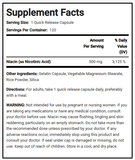فيتامين ب 3 نياسين 500 ملجم 120 كبسولة PipingRock Niacin Vitamin B3 (Non-GMO) (Best Before 01-03-2027) فيتامين ب 3 نياسين 500 ملجم 120 كبسولة PipingRock Niacin Vitamin B3 (Non-GMO) (Best Before 01-03-2027)