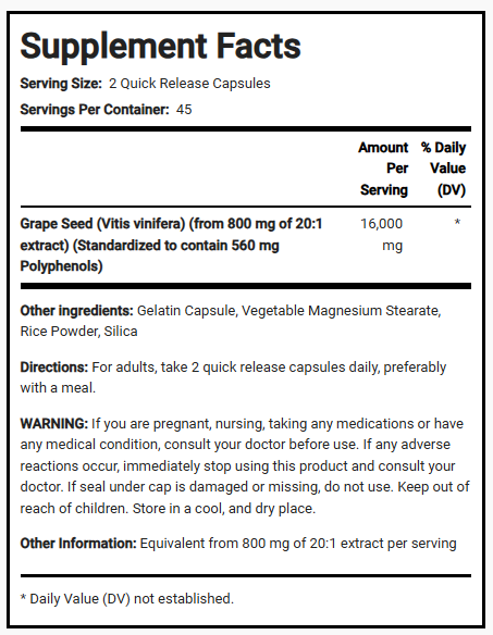 خلاصة بذور العنب 20:1 يعادل 8000 ملجم 90 كبسولة PipingRock Grape Seed Extract (Best Before 01-08-2027) خلاصة بذور العنب 20:1 يعادل 8000 ملجم 90 كبسولة PipingRock Grape Seed Extract (Best Before 01-08-2027)