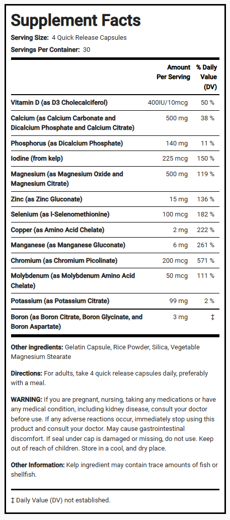 معادن متعددة خالية من الحديد 120 كبسولة PipingRock Mega Multi Minerals (Best Before 01-03-2028)