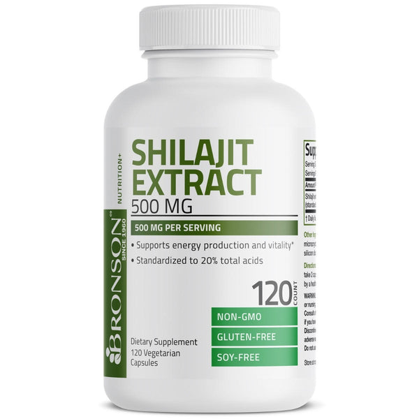 خلاصة شيلاجيت 250 ملجم 120 كبسولة Bronson Shilajit Extract 20% total acids Non-GMO (Best Before 01-09-2026)