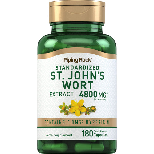 خلاصة نبتة القديسين / القديس يوحنا 300 ملغم تعادل 2400 ملجم 180 كبسولة PipingRock St. John's Wort 0.9 mg hypericin (Standardized Extract) (Best Before 01-11-2027)