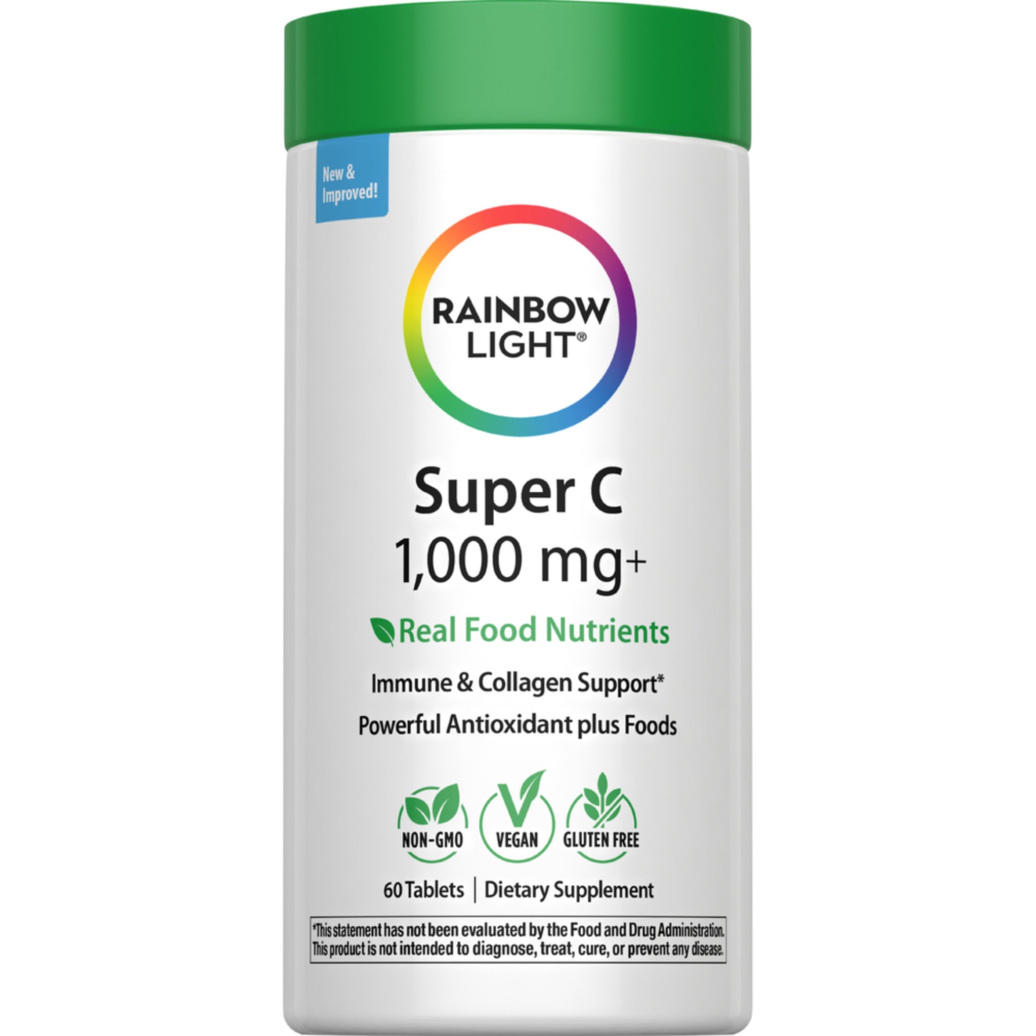 سوبر فيتامين سي 1000 ملجم + أغذية طبيعة 15 عنصر 60 قرص Rainbow Light Super C + Real Food Nutrients (Best Before 01-11-2027)