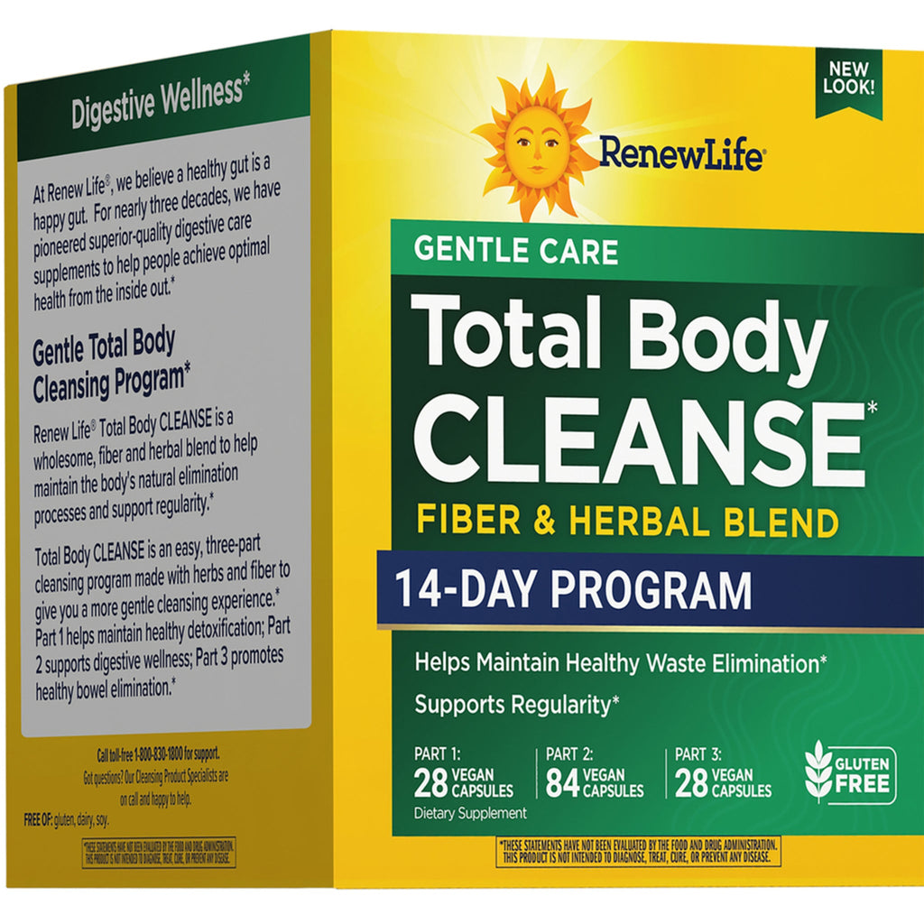 برنامج العناية اللطيفة لتنظيف الجسم بالكامل برنامج لمدة 14 يوم 3 علب بمجموع 140 كبسولة Renew Life Total Body Cleanse Gentle Care Kit (Best Before 01-03-2028)