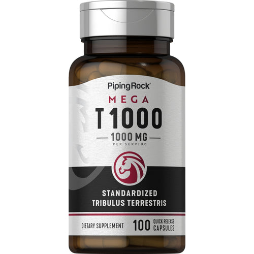 خلاصة الحسك 500 ملجم 100 ملجم صابونين 100 كبسولة PipingRock Tribulus Mega Non-GMO (Best Before 01-03-2028)
