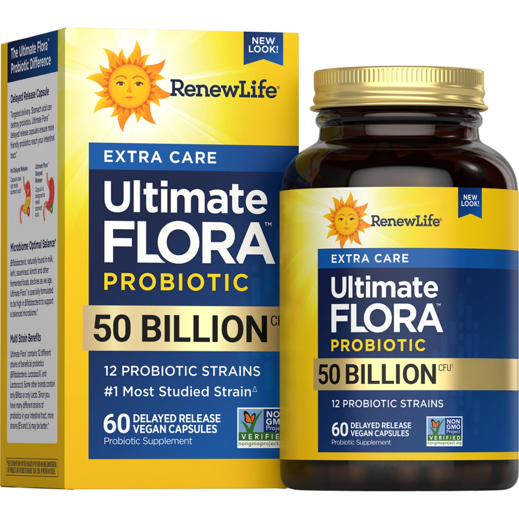بروبيوتك (بكتيريا نافعة) 50 مليار وحدة 12 سلالة 60 كبسولة Renew Life, Ultimate Flora™ Extra Care Delayed Release Vegan Capsules NON-GMO (Best Before 01-03-2027)