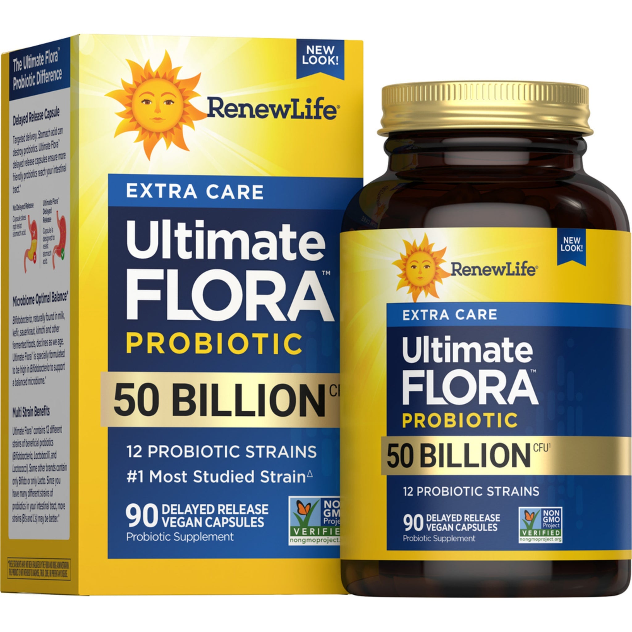 بروبيوتك (بكتيريا نافعة) 50 مليار وحدة 12 سلالة 90 كبسولة Renew Life, Ultimate Flora™ Extra Care Delayed Release Vegan Capsules (Best Before 01-03-2027)