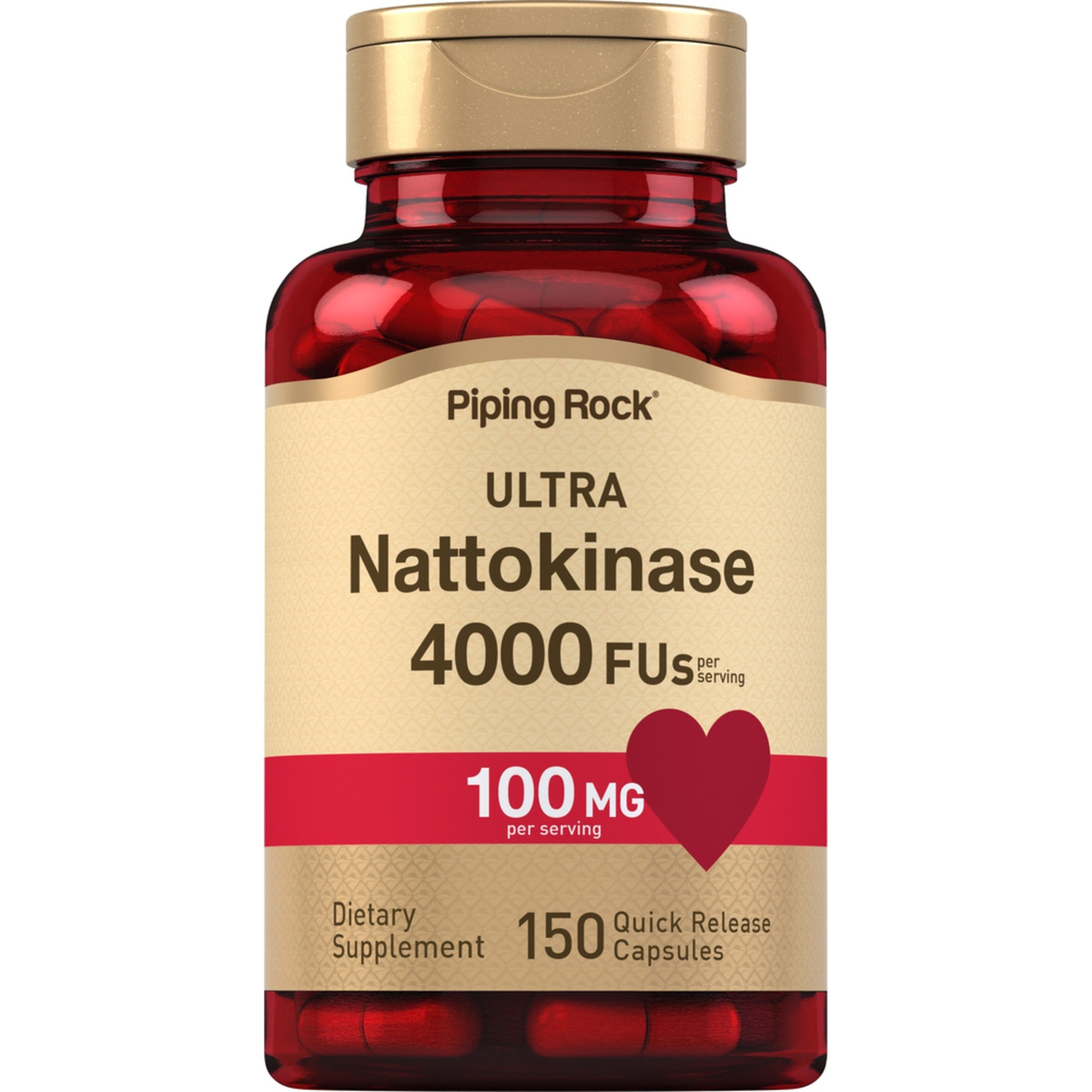 ناتوكيناز 2000 وحدة 150 كبسولة PipingRock Ultra Nattokinase 2000 FU Non-GMO (Best Before 01-12-2028)