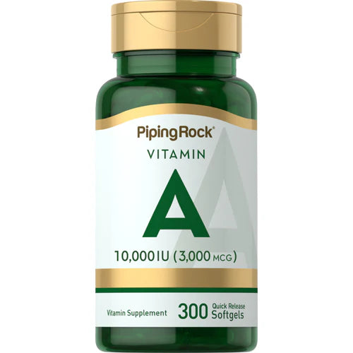 فيتامين أ ريتنول ومن زيت كبد الحوت 10,000 وحدة 300 حبة PipingRock Vitamin A (Non-GMO) (Best Before 02-11-2027)