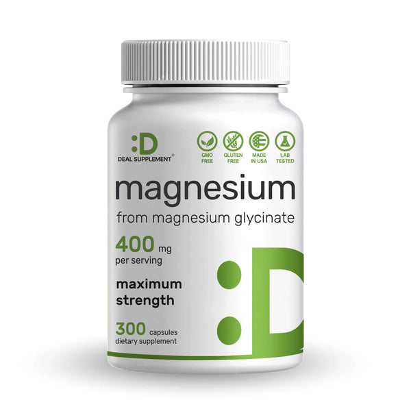 مغنسيوم جلايسينيت 133 ملغم 300 كبسولة DEAL SUPPLEMENTS Magnesium Glycinate Max strength