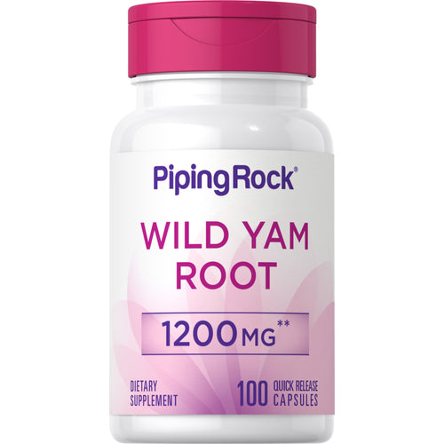 خلاصة جذور اليام البرية يعادل 1200 ملجم، 100 كبسولة PipingRock Wild Yam Root (Best Before 01-03-2028)