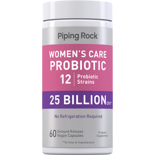بروبيوتك (بكتيريا نافعة) 25 مليار وحدة 12 سلالة لصحة النساء 60 كبسولة PipingRock Women's Care Probiotic (Best Before 01-08-2027)