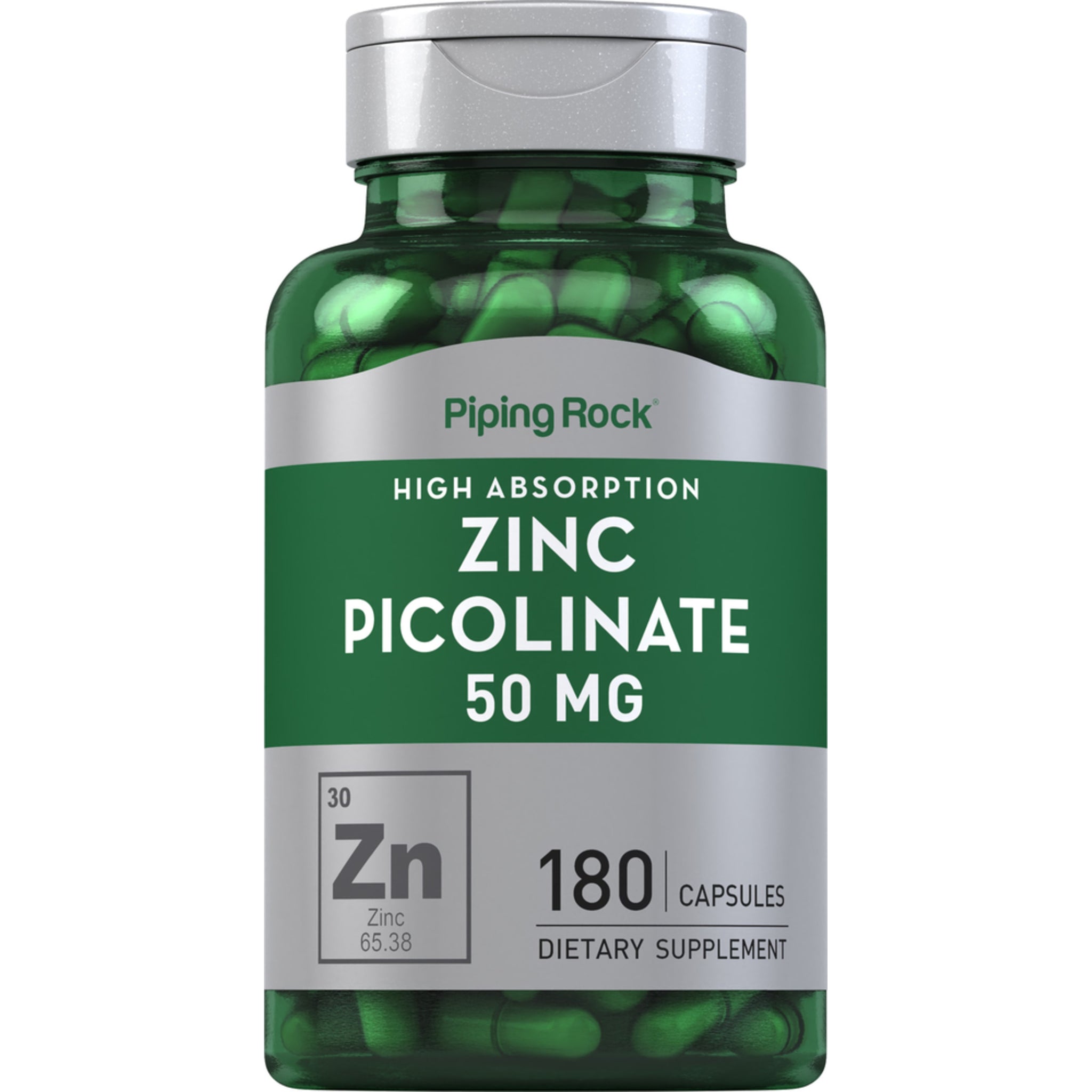 زنك بيكولينات 50 ملجم 180 كبسولة PipingRock Zinc Picolinate (High Absorption Zinc) (Best Before 01-08-2028)