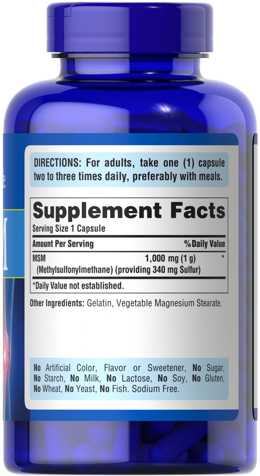 مثيل سيمفونيل ميثان 1000 ملغم 120 كبسولة Puritan's Pride MSM (Best Before 01-09-2026)