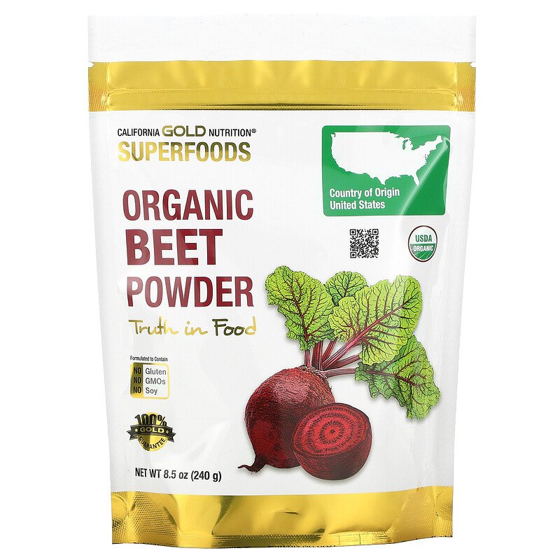 مسحوق البنجر العضوي - طعام فائق القيمة 240 جم California Gold Nutrition SUPERFOODS - Organic Beet Powder (Best Before 01-08-2024)