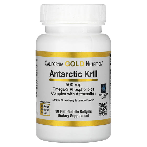 زيت كريل قطبي، معزز بالأستازانتين 500 ملجم، 30 كبسولة Antarctic Krill Oil, with Astaxanthin (Best Before 01-06-2026)