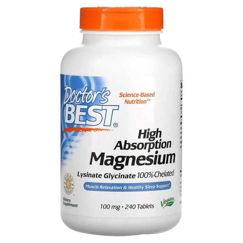 مغنسيوم لايسينيت جلايسينيت كليتد 100 ملغم 240 قرص Magnesium Lysinate Glycinate Chelated High Absorption (Best Before 01-06-2026)