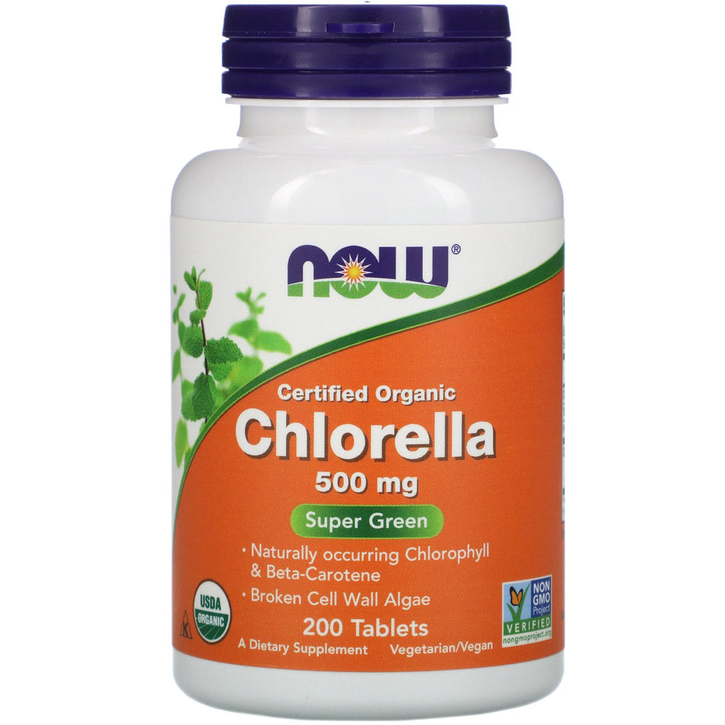 كلوريلا عضويّة معتمدة 500 ملجم، 200 قرص Now Foods, Certified Organic Chlorella