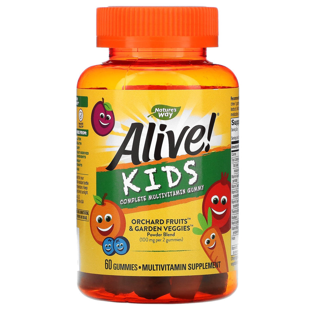 فيتامينات متعددة للأطفال 60 حبة سوس Nature's Way‏, Alive Multivitamin for kids, Cherry, Orange & Grape