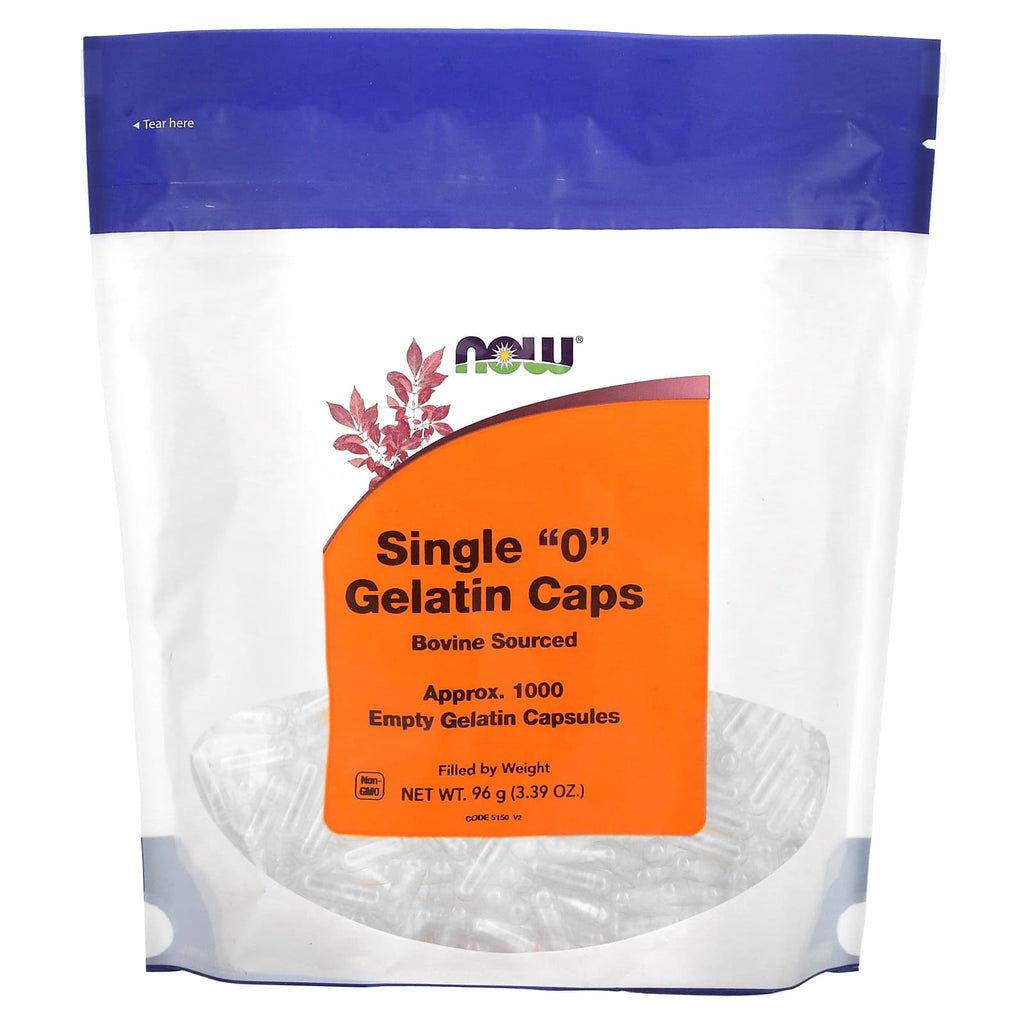 ‏ كبسولات جيلاتينية فارغة حجم 0 حوالي 1000 كبسولةNOW Foods Single "0" Gelatin Caps