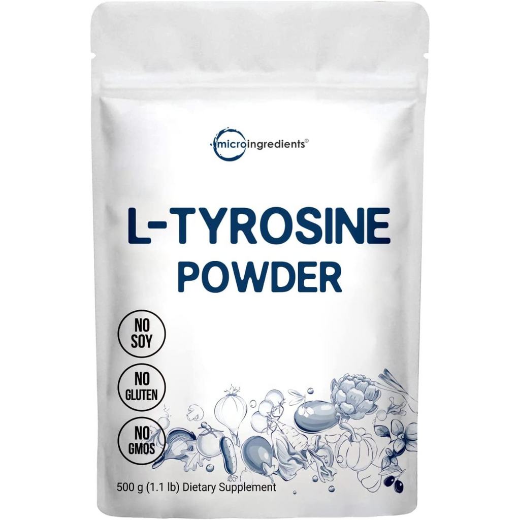 ل تيروسين 500 جرام (نصف كيلو) Micro Ingredients Plant Based L-Tyrosine Powder