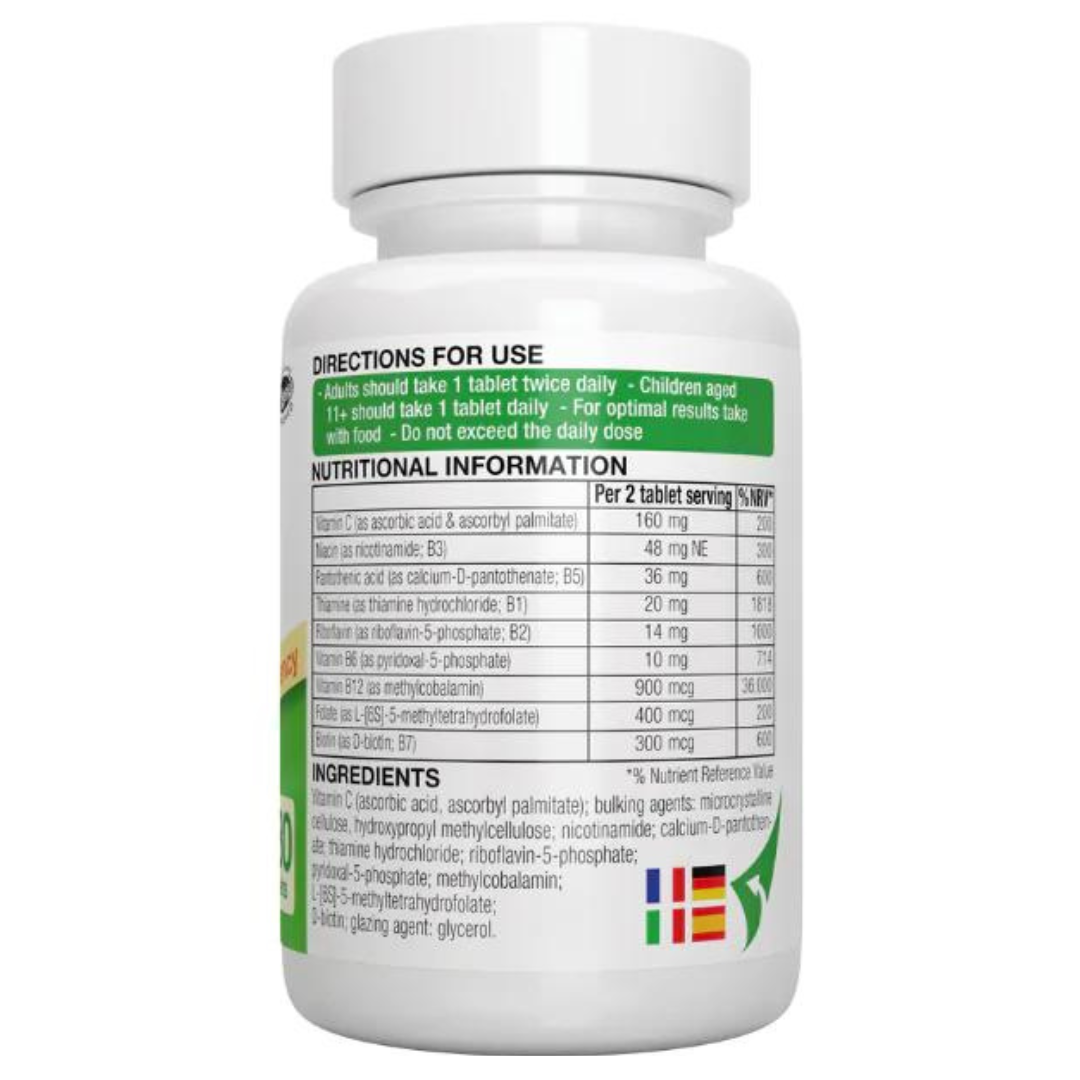 فيتامين ب كومبلكس بيو اكتيف ميثيل سوبر مع فيتامين سي 60 قرص Igennus Super B-Complex With 8 bioavailable B vitamins & Vitamin C (Best Before 01-12-2027)