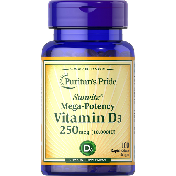 فيتامين د3 10,000 وحدة 100 حبة Puritan's Pride Vitamin D3 (Best Before 01-12-2025)