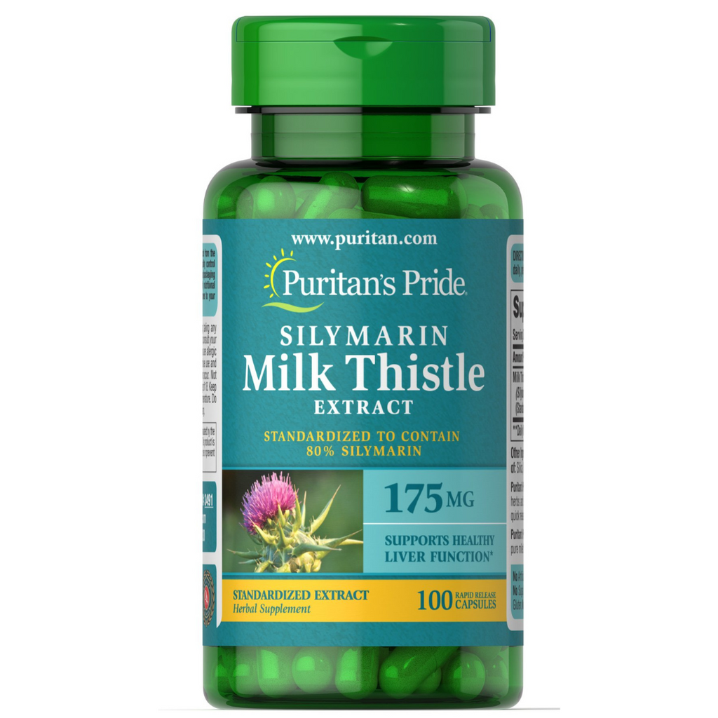 مستخلص حليب الشوك 80% سيليمارين 175 ملجم 100 كبسولة Puritan's Pride Milk Thistle Standardized (Silymarin) (Best Before 01-11-2027)