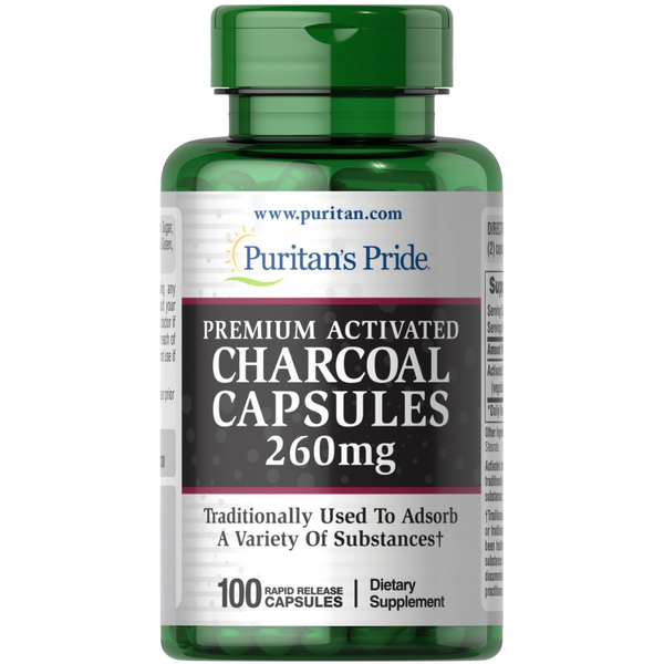 فحم نشط 260 ملغم 100 كبسولة Puritan's Pride Premium Activated Charcoal (Best Before 01-11-2026)