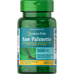 مستخلص بلميط منشاري سو بالميتو 160 ملغم 85-95% أحماض دهنية 60 حبة Puritan's Pride Saw Palmetto Standardized Extract (Best Before 01-01-2026)
