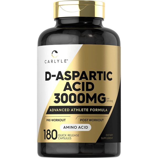 د أسبارتيك أسيد 750 ملجم 180 كبسولة Carlyle D-Aspartic Acid (Non-GMO) (Best Before 01-02-2028)