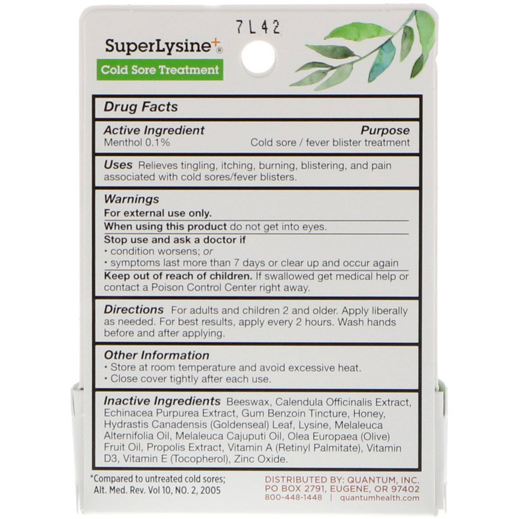 كريم علاج القرحة 7 غرام Super Lysine+ Cold Sore Treatment كريم علاج القرحة 7 غرام Super Lysine+ Cold Sore Treatment