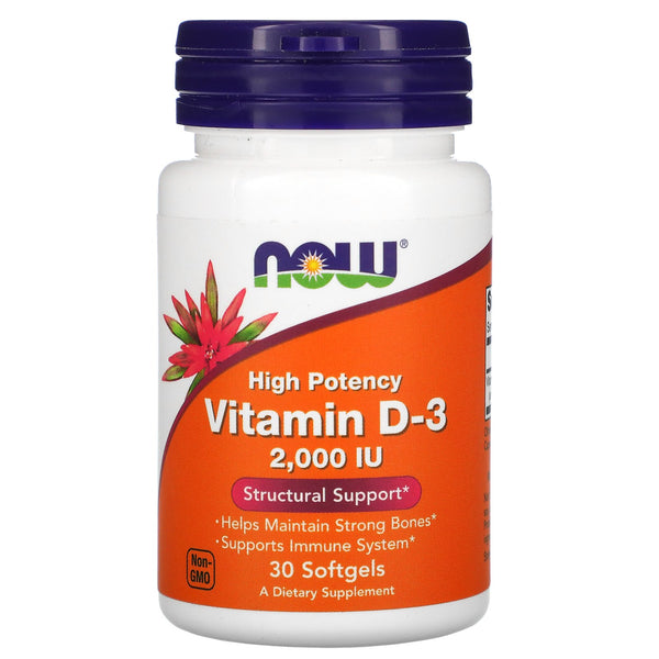 فيتامين د3 2000 وحدة 30 حبة Now High Potency Vitamin D3 (Best Before 01-04-2029)