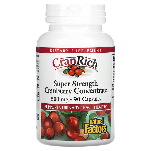 خلاصة توت بري 36:1 500 ملجم، يعادل 18 جرام 90 كبسولة Natural Factors‏, CranRich، Cranberry Concentrate (Best Before 01-02-2027)