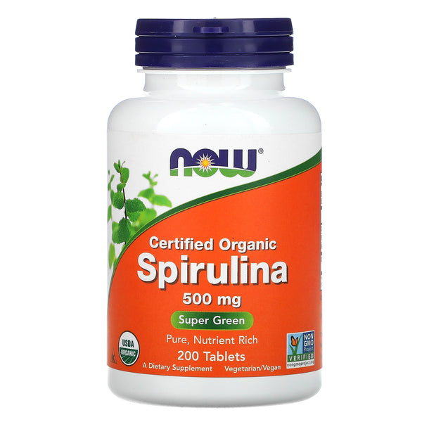 سبيرولينا عضوية معتمدة، 500 ملجم، 200 قرص Certified Organic Spirulina (Best Before 01-03-2026)