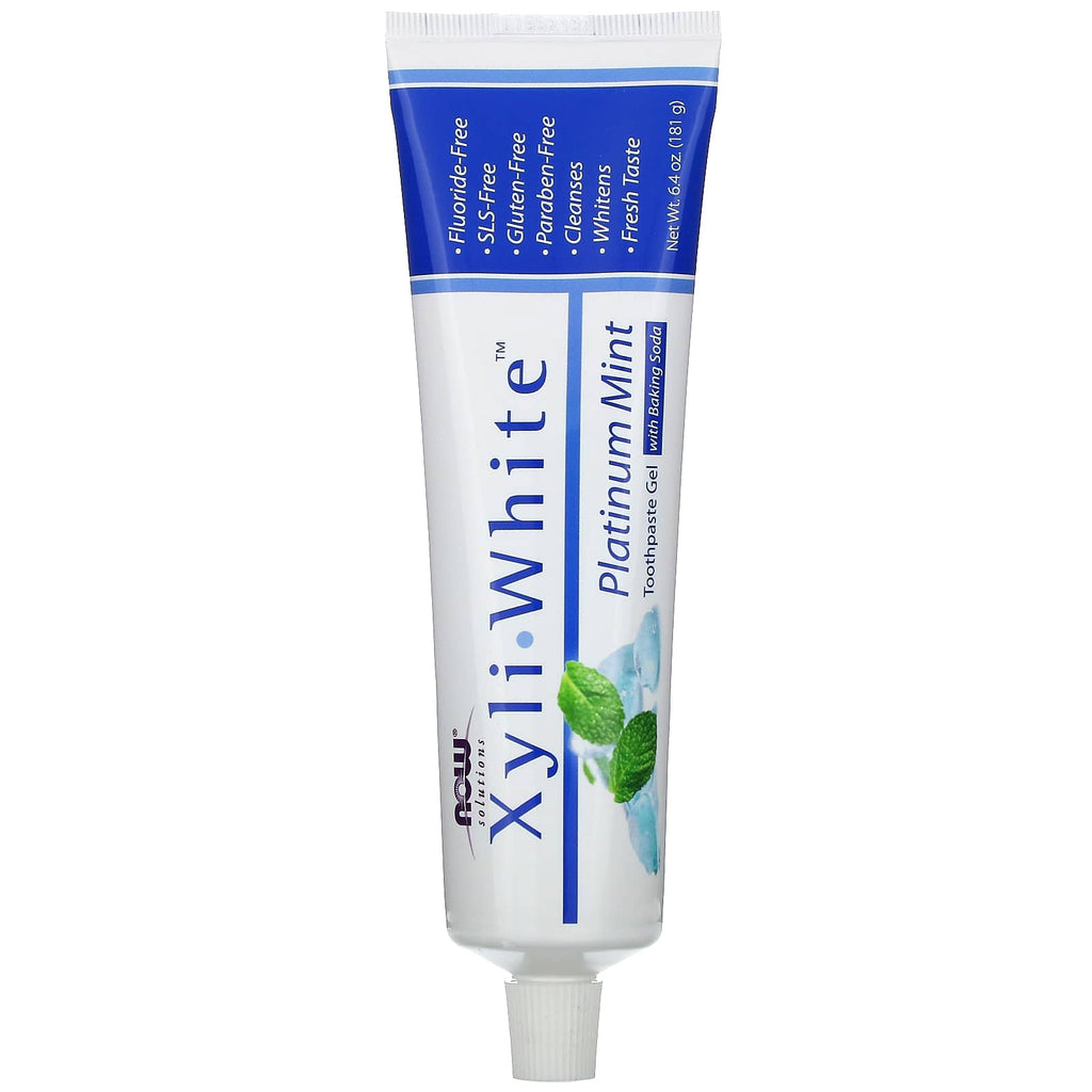 معجون اسنان طبيعي بالنعناع البلاتيني بدون فلورايد 181 غرام Toothpaste Gel Refreshmint Now Foods‏ XyliWhite