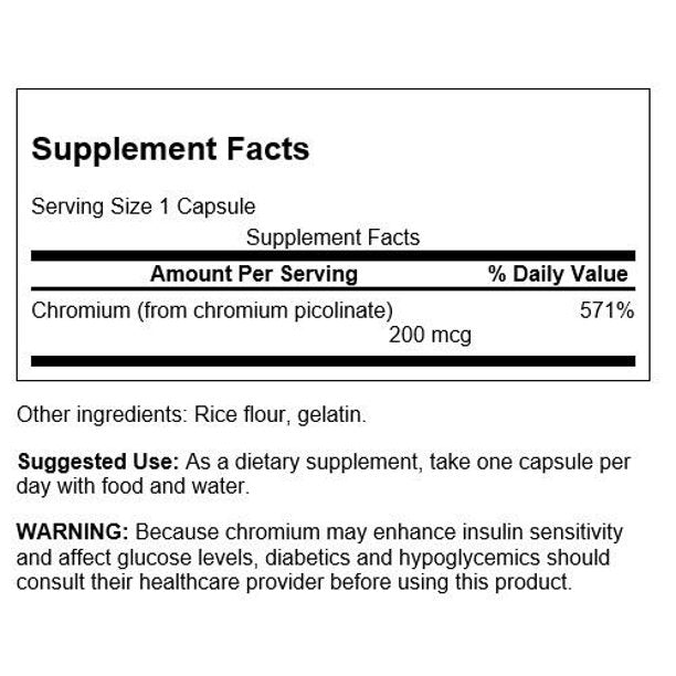 كروميوم بايكلونيت 200 ميكرو 100 كبسولة Swanson Chromium Picolinate (Best Before 01-03-2028) كروميوم بايكلونيت 200 ميكرو 100 كبسولة Swanson Chromium Picolinate (Best Before 01-03-2028)