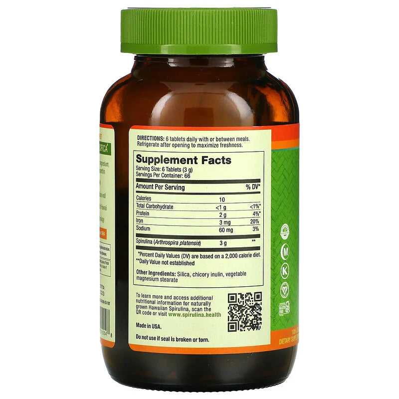 سبيرولينا هاواي عضويّة معتمدة 500 ملجم 400 قرص Pure Hawaiian Spirulina (Best Before 01-09-2027) سبيرولينا هاواي عضويّة معتمدة 500 ملجم 400 قرص Pure Hawaiian Spirulina (Best Before 01-09-2027)