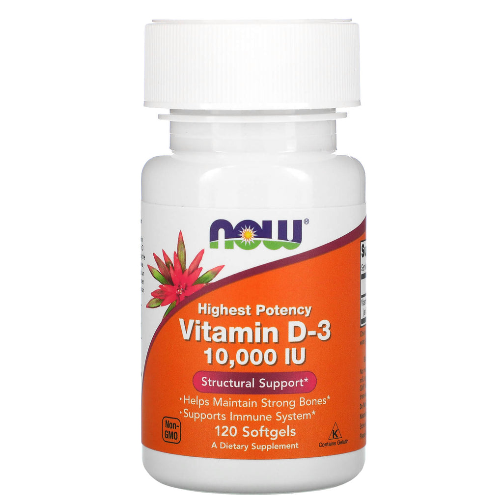 فيتامين د3 10,000 وحدة 120 حبة Now Foods, Highest Potency Vitamin D3